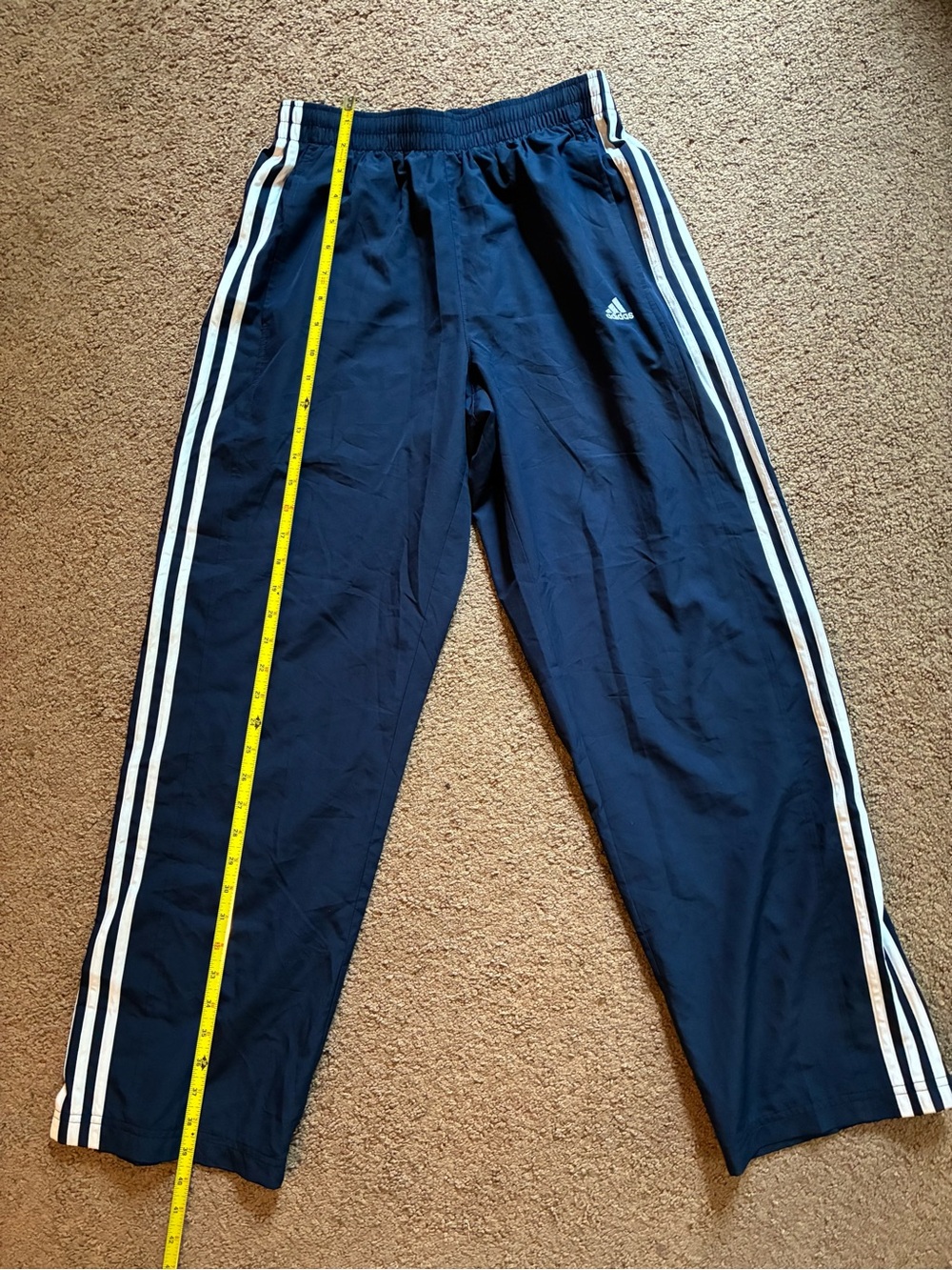 Y2K Vintage Adidas Teen XL/Adult Small Navy Blue Track Pants with White Stripes